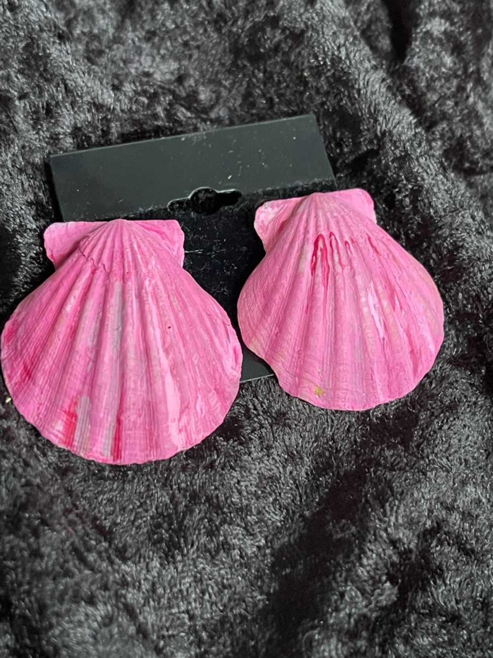 Pink Scallop Shell Handmade Statement Earrings